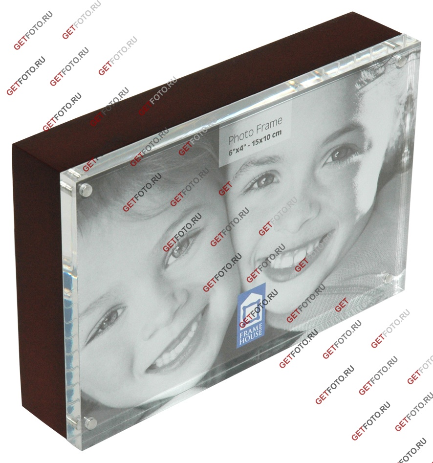 Деревянная фоторамка с акриловым стеклом для фото 10х15, зажимы на