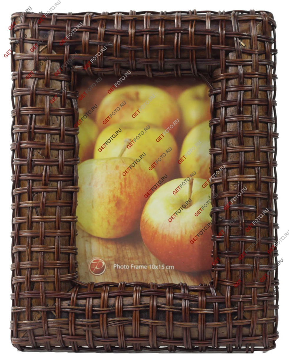 Деревянная фоторамка, рамка для фотографии 10х15, плетение ротанг
