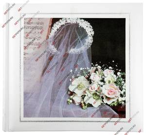Фотоальбом свадебный, альбом для 100 фотографий 15х20, РЕПРОДУКЦИЯ, фата, белые розы