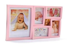 Пластиковая фоторамка, мультирамка для 6 фото разного формата, MAGGIORE BABY, розовая