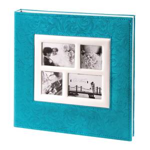 Фотоальбом-папка, альбом для фотографий с магнитными листами, 40 страниц (20 листов) 27х32, ЛИСТЬЯ, голубой