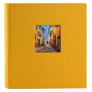 Фотоальбом с белыми бумажными листами 26,5х29,5 см, 60 страниц (30 листов), ЛЁН, жёлтый