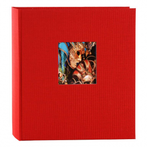 Фотоальбом с белыми бумажными листами 26,5х29,5 см, 60 страниц (30 листов), ЛЁН, красный