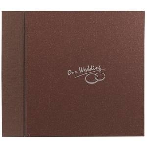 Свадебный комбинированный фотоальбом, альбом для фотографий 10х15, 15х21, 21х30, OUR WEDDING, темно-коричневый