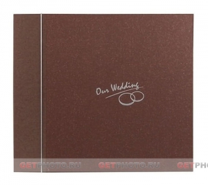 Свадебный фотоальбом, комбинированный альбом на 216 фото 10х15, 15х21, 21х30, WEDDING, темно-коричневый c блестками