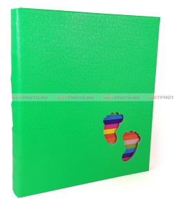Детский фотоальбом, альбом с магнитными листами, 60 страниц 25х31, НОЖКИ, зелёный