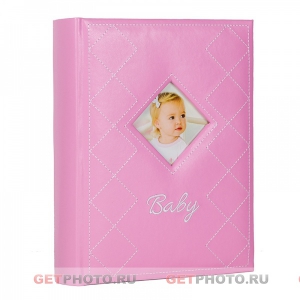 Классический фотоальбом, альбом для фотографий 10х15, 200  фото, BABY, розовый