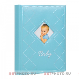 Классический фотоальбом, альбом для фотографий 10х15, 200  фото, BABY, голубой