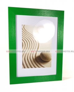 Деревянная фоторамка, рамка для фото 30х40, с паспарту 20х28, WOOD, зеленая