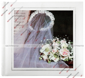 Фотоальбом свадебный, альбом комбинированный для 180 фотографий 10х15 и 20 бумажных страниц 22х21 см, ХОЛСТ, цветы, кольца
