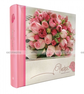 Фотоальбом, альбом с магнитными листами, 100 страниц (50 листов) 23х28, РОЗЫ, цветы, розовый