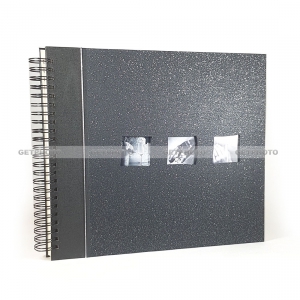 Фотоальбом, альбом для фотографий с картонными листами 33х31, 60 страниц (30 листов), место для фото на обложке, БЛЕСК-P, тёмно-серый