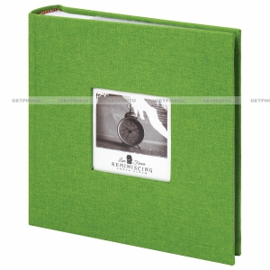 Классический фотоальбом, альбом для фотографий 10х15, 200 фото, ЛАЙМ, текстиль, бумажные страницы, бокс, зеленый