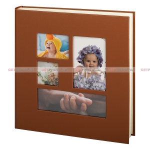 Фотоальбом, альбом с магнитными листами 31х32, 60 страниц (30 листов), 4 РАМКИ, коричневый